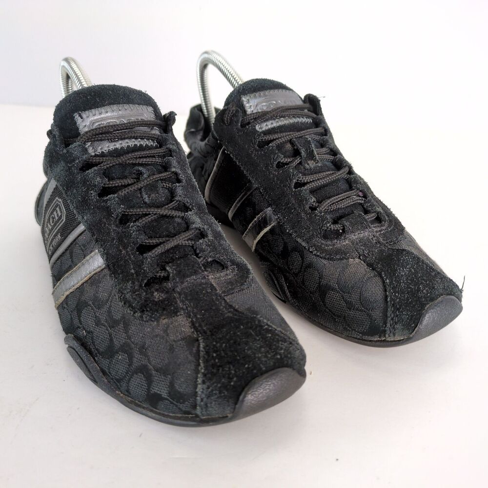 Coach Remonna Women's 8 Sneakers Driving Shoes Signature Jacquard & Black Suede - Picture 4 of 11